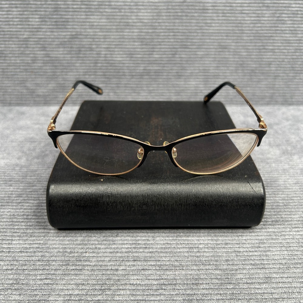 Tiffany & Co 1837 Black Gold Cat Eye Y2k Eyeglasses TF Metal Frame 54-16-140